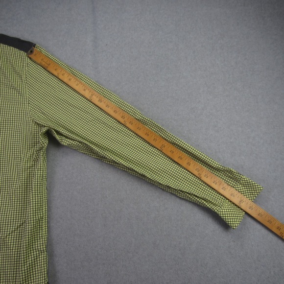 GUESS Shirt Mens XL Yellow Green Plaid Slim Fit Button Up Long Sleeve Casual UAE - Picture 15 of 16
